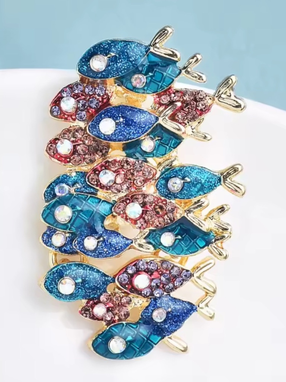 Multicolor Fish Gold Brooch - Picture 5 of 9